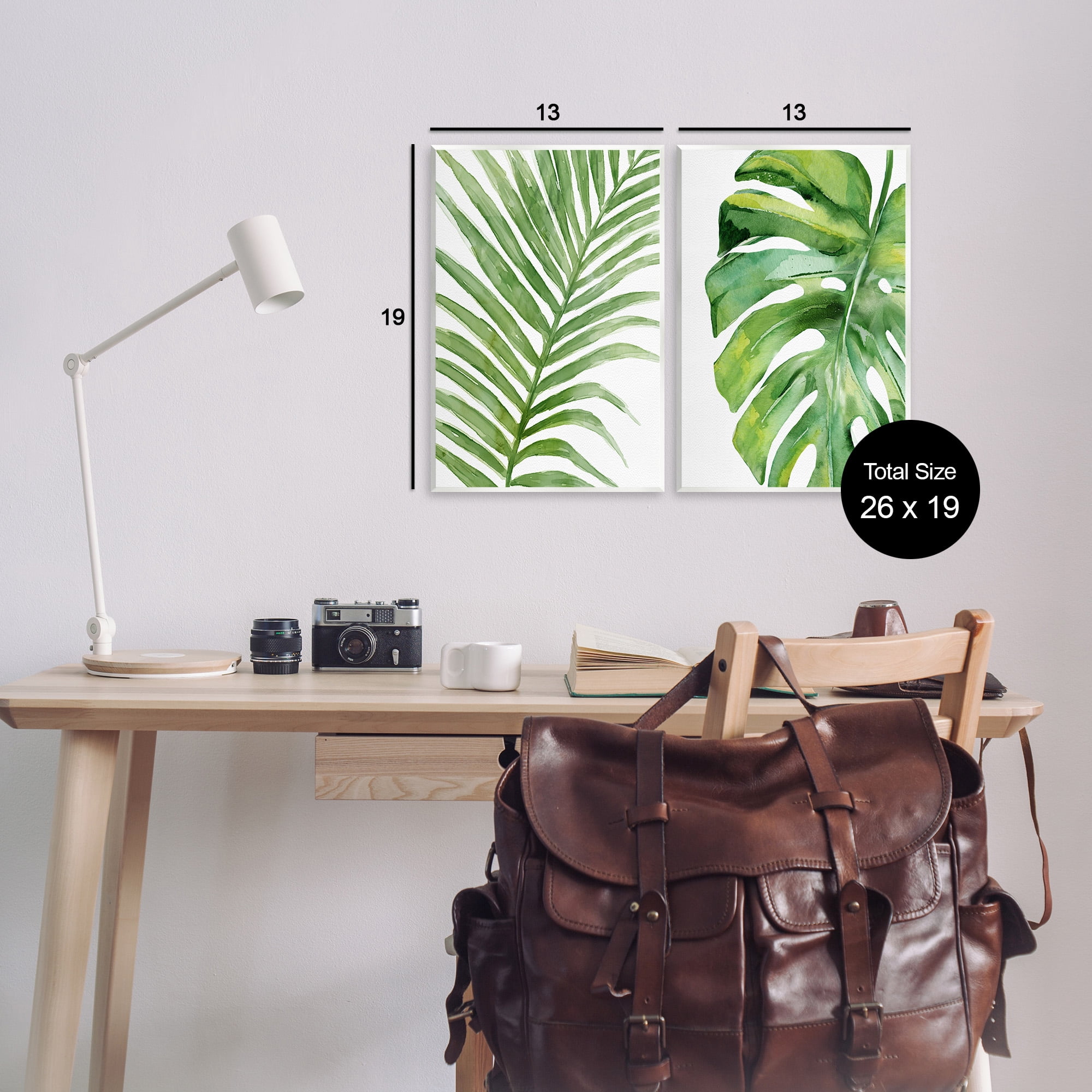 Stupell Industries Minimal Tropical Green Palms Botanical & Floral Painting Unframed Art Print Wall Art, 13 x 19, Set of 2