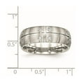 thumbnail image 2 of 8mm Stainless Steel Brushed Half Round Grooved Cubic Zirconia Ring - Size 12.5, 2 of 2