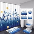 thumbnail image 2 of FRAMICS 16-Piece Ombre Floral Shower Curtain Sets with Rugs, Blue Eucalyptus Leaves Bathroom Sets, Waterproof Fabric Bathroom Curtain Decor with Hooks, 2 of 9
