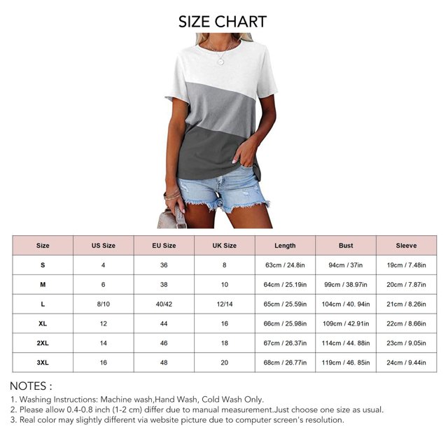 Camiseta básica para mujer cuello redondo manga corta bloque de color blusa informal de verano blusas sueltas ANGGREK Otros