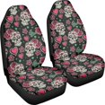 thumbnail image 3 of Psesaysky Easy to Install Car Seat Cover Decor Protector for Sedan, Washable Comfortable Front Seat Cover Polyester Fabric Full Set of 2PCS, Sugar Skull & Rose Print with Heart Accents, 3 of 9