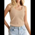 thumbnail image 2 of Camisetas Sin Mangas para Mujer, de Punto, con Cuello en U, Básicas e Informales de Verano. Caqui L, 2 of 9