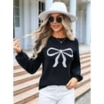 thumbnail image 6 of Women Cute Sweater Y2k Long Sleeve Crew Neck Knit Sweaters Aesthetic Pullover Top Black XL, 6 of 8