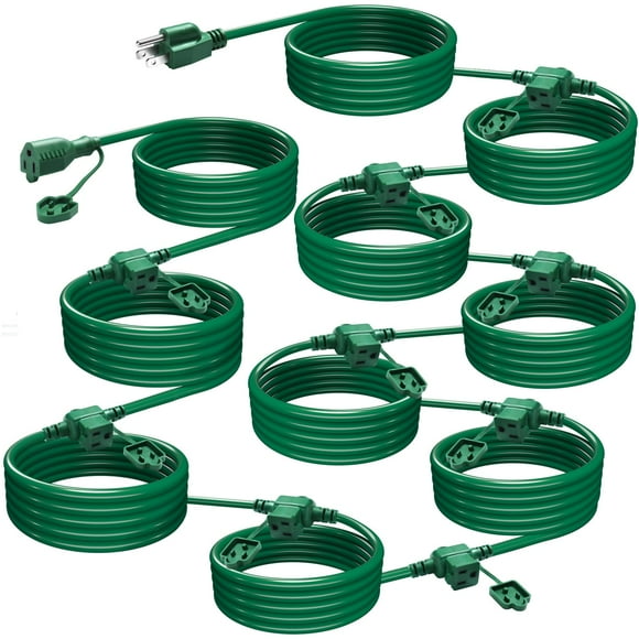 Extensión Eléctrica Exterior WLLEYAY 15m 10 Enchufes Resistente a la Intemperie