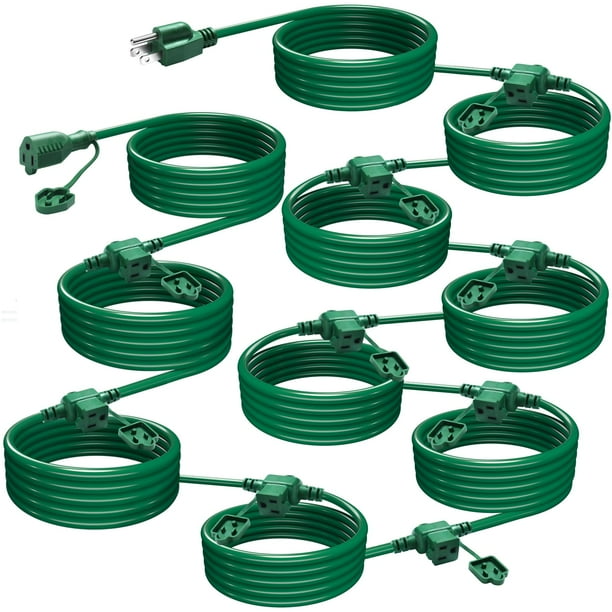 Extensión Eléctrica Exterior WLLEYAY 15m 10 Enchufes Resistente a la Intemperie