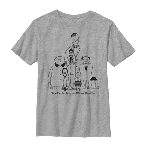 Boy's Addams Family Different Kind of Family  Graphic Tee Athletic Heather Large