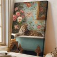thumbnail image 2 of Leopard in Blue Bathtub Canvas Wall Art, Floral Bathroom Prints Painting for Bathroom Living Room Bedroom Decor, Framed Ready to Hang Ready to hang-30"L x 20"W, 2 of 10