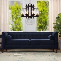 Modern 84" Tuxedo Tufted Sofa in Dark Navy Blue Performance Velvet