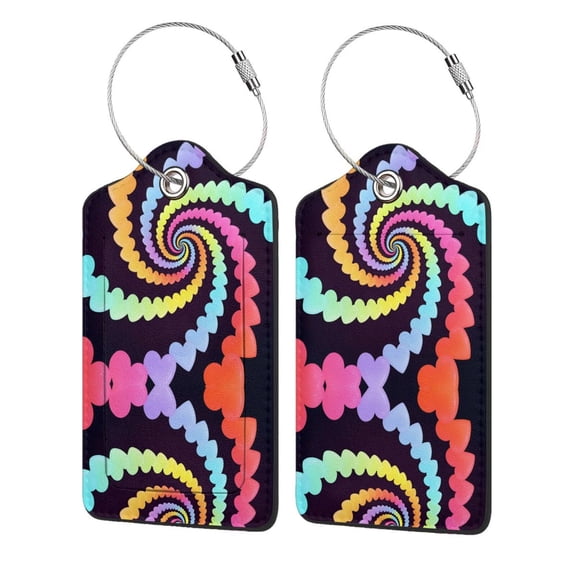 Luggage Tag for Suitcases BaggageRainbow Hearts Spiral Luggage Tag with Full Back Privacy Cover for Travel 1 PCS