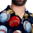 thumbnail image 5 of Baseball Men's Short Sleeve Button Down Hawaiian Shirts for Summer Beach Casual Printed Style, 5 of 6