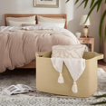 thumbnail image 5 of 118L Extra Large Blanket Basket, 24.8"x17.7"x16.2" Woven Rope Baskets for Storage, Nursery Blanket Storage for Living Room, Toy Basket with Handle Organizing Comforter Cushions Pillows, Jute, 5 of 16