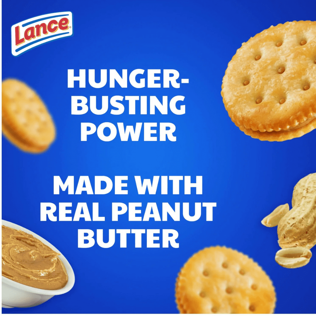 Lance Toasty Peanut Butter Sandwich Crackers, 40 Individual Snack Packs - Classic On-the-Go Snack for Lunches, Office & Travel