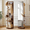 Walnut, variant on 360° Rotatable Full Length Mirror with Coat Rack, 70"x19" Solid Wood Freestanding Body Mirror with Hooks & Storage Shelf, Standing Floor Mirror for Bedroom, Entryway, Living Room, Natural