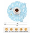 thumbnail image 6 of 13 Inch Round Placemats Set of 4, Sky Blue Christmas Non Slip Heat Insulation PP Table Mats, Xmas Tree Snowflake Winter Abstract Washable Place Mats for Kitchen Dining Party Table Decor, 6 of 7