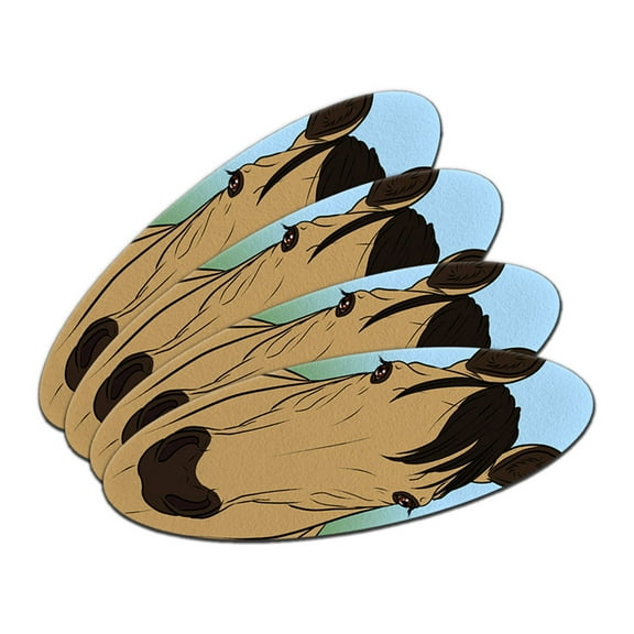 Horse Buckskin Double-Sided Oval Nail File Emery Board Set 4 Pack