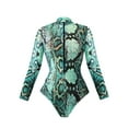 thumbnail image 4 of Trajes de baño Amzcrzy Tankini para mujer, bikini para mujer de manga larga, cuello redondo, con cremallera, conjunto de traje de baño estampado informal, multicolor, S, 4 of 4