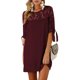 thumbnail image 2 of Mujeres verano moda casual cuello redondo media manga vendaje sólido encaje patchwork vestido suelto Fridja  qw610, 2 of 5