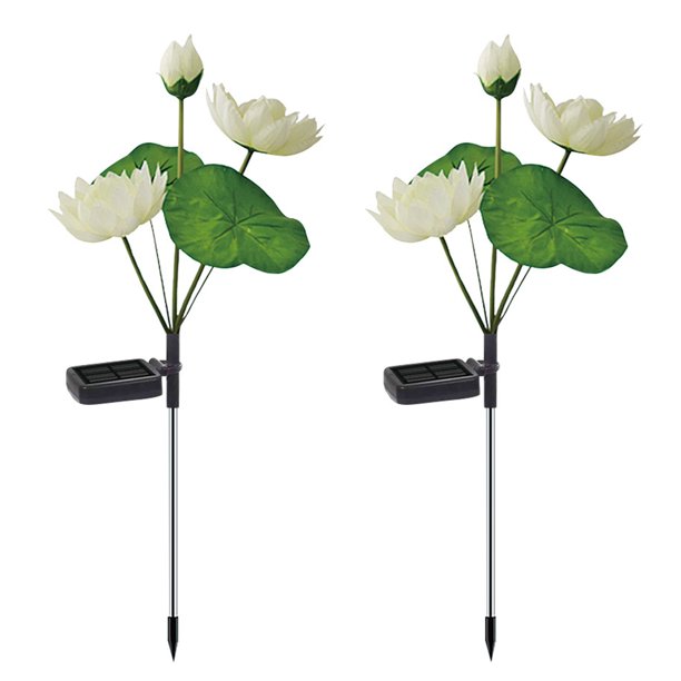 2pcs 4LED Lámpara de césped Adornos de iluminación Luz solar de jardín de loto para pasarela de patio Hugtrwg Para estrenar