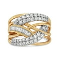 thumbnail image 4 of 10K Yellow and White Gold 1.0 Cttw Round and Baguette-Cut Diamond Multirow Interwoven Cocktail Ring (I-J Color, I2-I3 Quality) - Size 8, 4 of 7