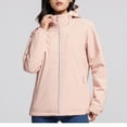 thumbnail image 2 of Caywon Women's Solid Color Zippered Pockets Windbreaker Jacket Long-Sleeve Casual Coat Jacket Stylish for Daily Outings and Light Outdoor Activities, 2 of 3