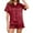 Wine(New), variant on PNTUTB Women's Casual Homewear Solid Color Collared Button Pocket Short Sleeve Top with Elastic Waist Shorts Pajama Set