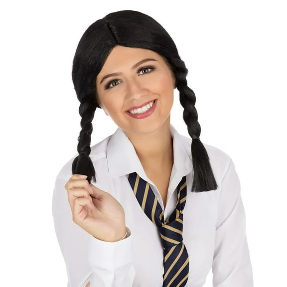 Womens Schoolgirl Wig Black Wigs Female Halloween Costume