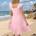 thumbnail image 4 of Gelikeya Girls 2026 Summer Dresses Smocked Flutter Sleeve A-Line Swing Casual Party Dresses Size 3-14 Years Z01 Pink, 5-6 Years, 4 of 6
