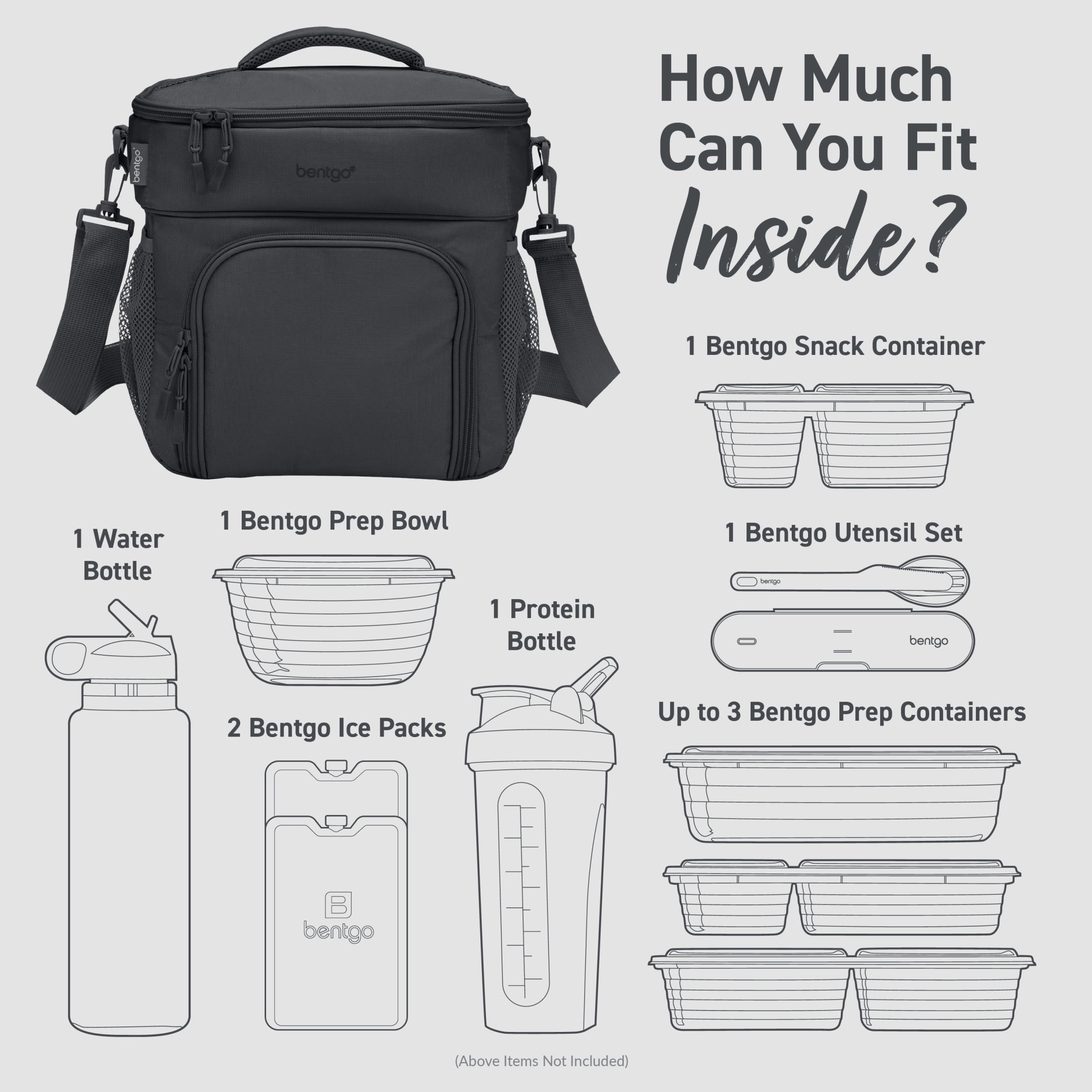 bentgo Prep Deluxe Insulated Multimeal Bag 5-Compartment Dark Gray (BGPRPBAG-DG)