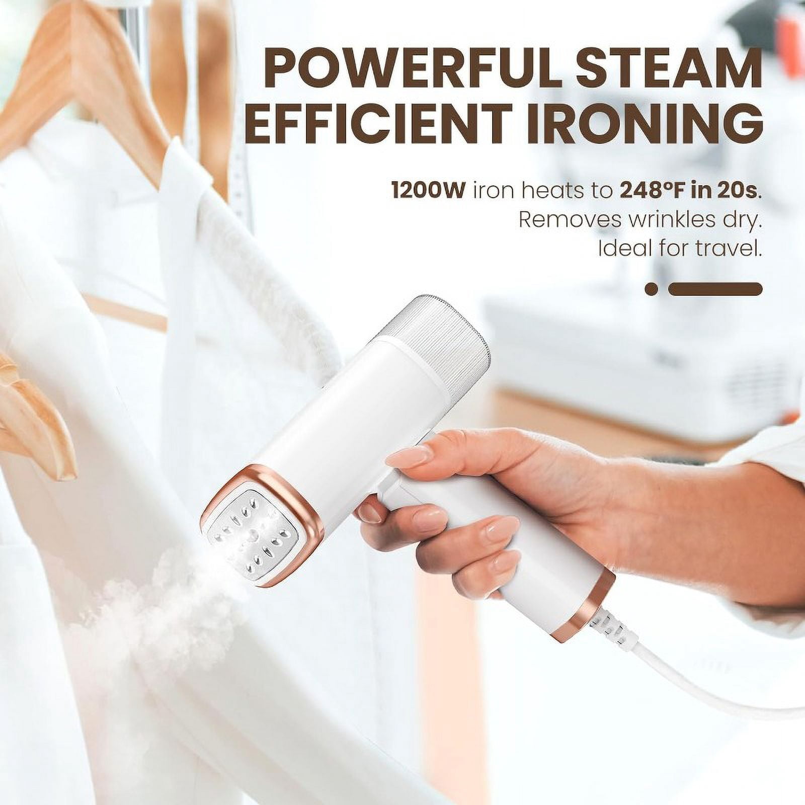 Household steam small handheld iron machine BEAUTURAL Steamer for Clothes, Foldable Handheld Clothing Wrinkles Remover for Garments, 30-Second Fast Heat-up, 1000w，111-220V