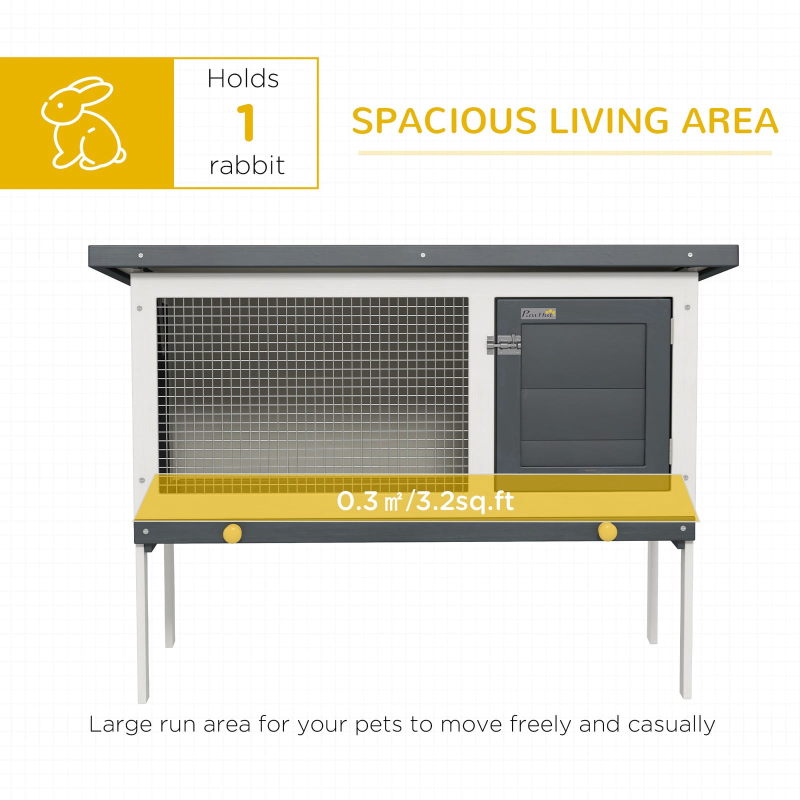 Favory Wooden Rabbit Hutch Indoor, Bunny Cage Outdoor, Guinea Pig House with Pull-Out Tray, and Openable Asphalt Roof