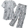 thumbnail image 2 of HAHDAXIA Womens Pajama Set Cotton Capri Pant Pyjama Short Sleeve Sleepwear Summer Pjs, 2 of 5