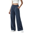 thumbnail image 2 of Bnwani Women Pants, straight-leg Daily Elastic Waist Fashion Trousers with Pockets, 2 of 9