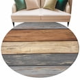 thumbnail image 6 of Farmhouse Haze Blue Brown Round Rug 7ft Washable Circle Rugs Non Slip Vintage Wooden Striped Large Area Rug Indoor Floor Carpet for Bedroom Kitchen Living Room Home Office Dining Room Nursery, 6 of 8
