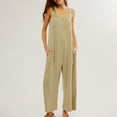 thumbnail image 2 of Socisucc Women's Fashion Solid Color Loose Adjustable Sleeveless Double Pocket Overalls Wide Leg Jumpsuit Overalls, 2 of 7