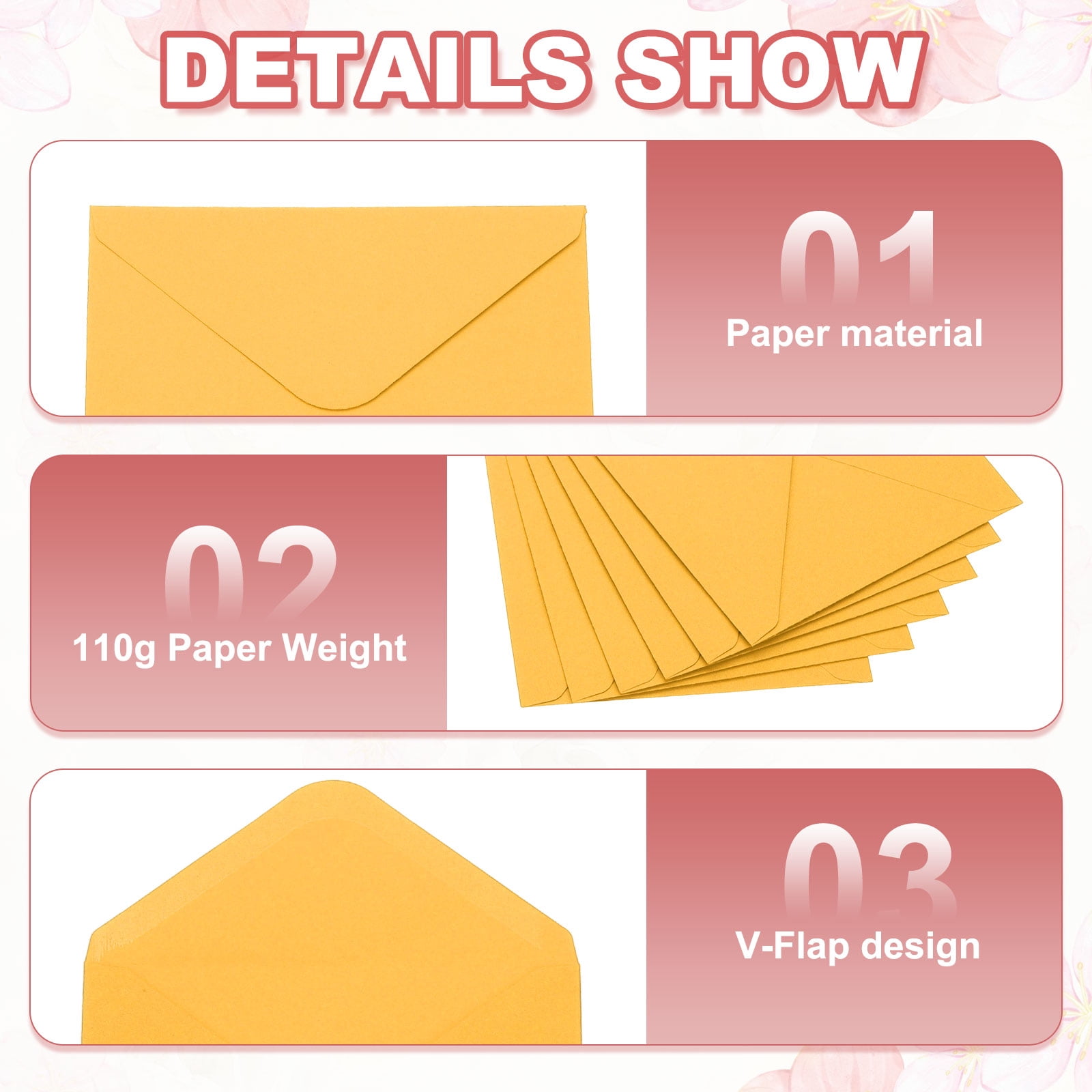 Invitation Envelopes, Greeting Card Envelopes V-Flap Design for Weddings and Special Occasions Dark Golden Yellow