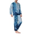 thumbnail image 2 of Naloa Abstract Ocean Waves Men’s Pajamas Set - Long Sleeve Button Down Sleep Shirt and Pajama Bottoms Sleepwear Set-X-Large, 2 of 7