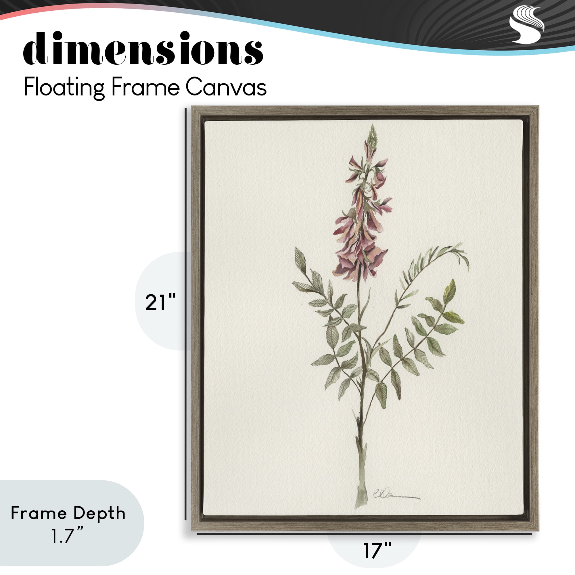 Stupell Industries Nature's Delicate Herb Sprig Brown Framed Floater Canvas Wall Art, design by Cady Driver