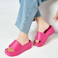 thumbnail image 2 of Spencer Women Platform Sandals Soft Padded Platform Wedges Slide Sandals Comfy Square Open Toe Summer Slides Trendy Slippers, Rose, 2 of 9