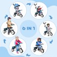 thumbnail image 4 of Qaba 6 in 1 Toddler Tricycle Stroller with Basket, Canopy, Blue, 4 of 8