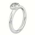 thumbnail image 3 of Bague en Argent Sterling Empilable Expressions avec Coussin, Topaze Blanche Taille 9, 3 of 3