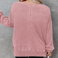 thumbnail image 5 of Hessimy Womens Oversized Waffle Knit Crewneck Sweatshirts Long Sleeve Side Slits Casual Pullover Sweatshirt Tops(Light Pink,M), 5 of 6