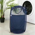 thumbnail image 1 of Reinforced Handles Laundry Hamper With Breathable Mesh Material, Foldable Design Ensures Space Saving And Convenience In Navy Blue, Steel Wire Support Adds Durability, 1 of 5