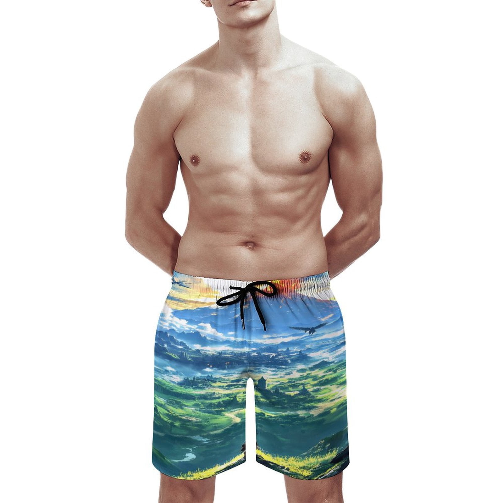 The Legend of Zelda Men's Shorts Quick Dry 3D Printed Beach Men's Swim Trunks with Pockets Mesh Lining Bathing Beachwear XS