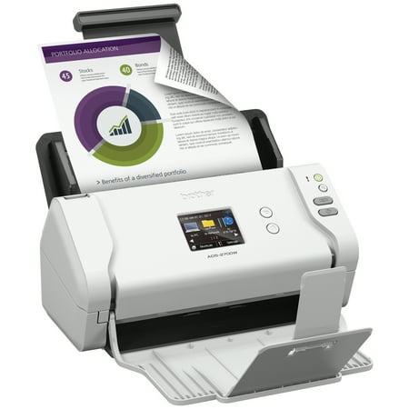 Brother - ADS-2700W Wireless High-Speed Duplex Desktop Color Document Scanner with Touchscreen LCD - White