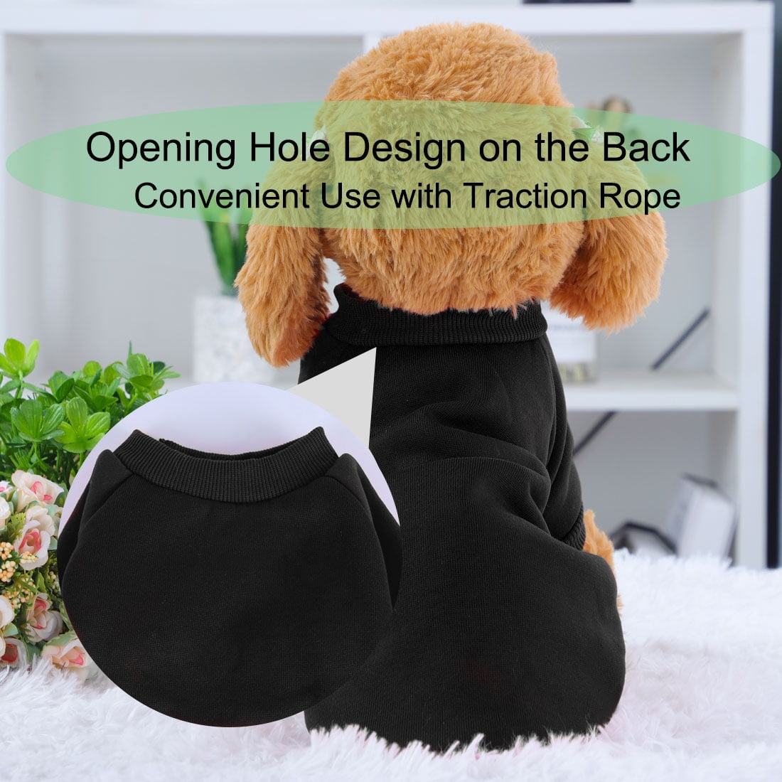 Unique Bargains Cotton Blend Dog Sweatshirt Pet Apparel Fleece Lined Coat XS Black