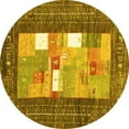 thumbnail image 1 of Ahgly Company Indoor Round Abstract Yellow Contemporary Area Rugs, 8' Round, 1 of 4
