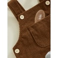 thumbnail image 6 of Lesimsam Thanksgiving Baby Girls Boys Overalls 3M 6M 12M 18M Letter Turkey Embroidered Jumpsuit Sleeveless Straps Pocket Corduroy Romper Jumpsuit Newborn Infant Clothing, 6 of 8
