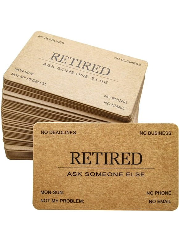 RXBC2011 Retired Business Cards Kraft paper Funny Retirement Gift (Pack of 50/No Case) For Retired Men, Women, Coworkers, Employees, Boss, Friend, Colleague