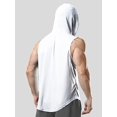 thumbnail image 3 of Camiseta Sin Mangas Informal Ligeramente Elástica Con Cuello Redondo Y Capucha Para Hombre Con Bolsillo Canguro, Camiseta Sin Mangas Para Hombre Para Entrenamiento De Gimnasio Al Aire Libre De Verano, 3 of 4