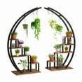 thumbnail image 2 of Geetinfly 2 Pcs 5-Tier Metal Plant Stand Indoor,Half Moon Shape Tall Garden Plant Holder,Garden Patio Decor,Brown, 2 of 7